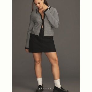 Anthropologie Maeve Black and White Plunging Polo Cardigan Size Small